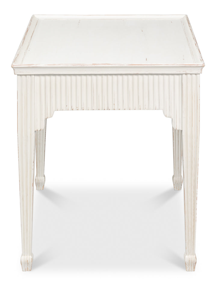 Jude Bungalow Pine White Rectangular Side Table