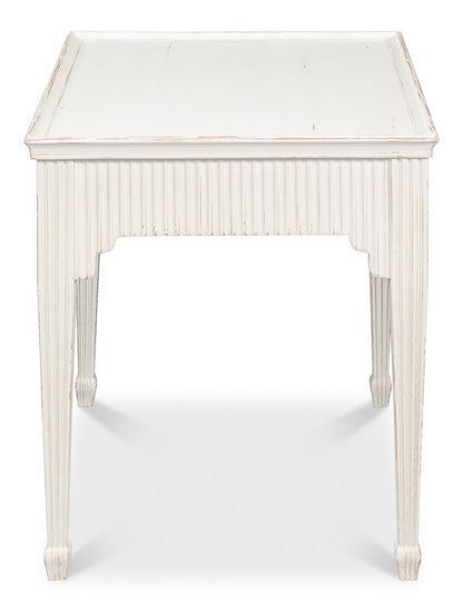 Jude Bungalow Pine White Rectangular Side Table