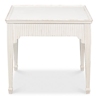 Jude Bungalow Pine White Rectangular Side Table