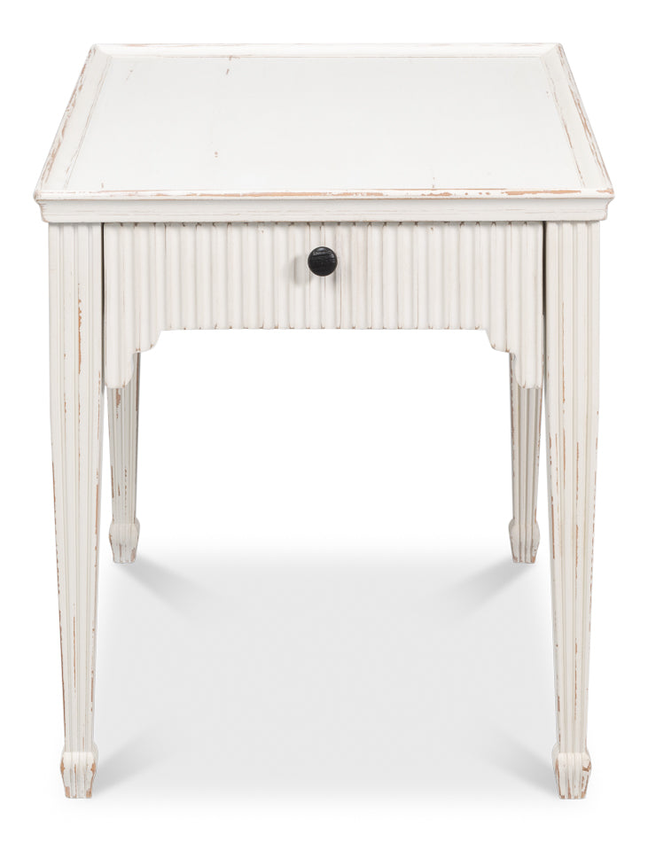 Jude Bungalow Pine White Rectangular Side Table