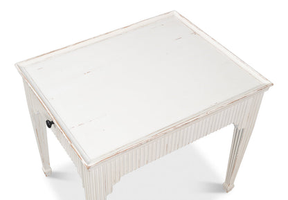 Jude Bungalow Pine White Rectangular Side Table