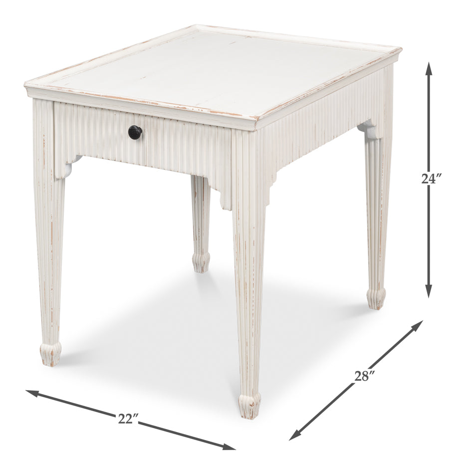 Jude Bungalow Pine White Rectangular Side Table