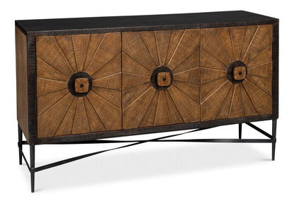 Luke Wood and Metal Brown 3 Door Sideboard