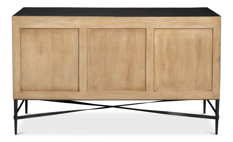 Luke Wood and Metal Brown 3 Door Sideboard