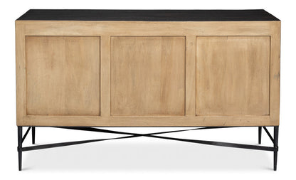 Luke Wood and Metal Brown 3 Door Sideboard