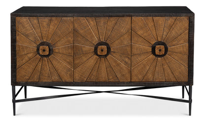 Luke Wood and Metal Brown 3 Door Sideboard