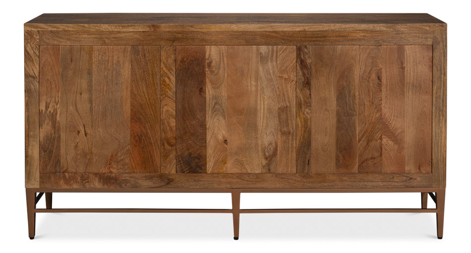 Geo Wood and Metal Brown 3 Door Sideboard