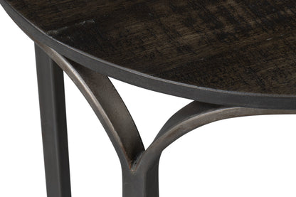 Jeromy Mango Wood and Metal Base Black Round End Table