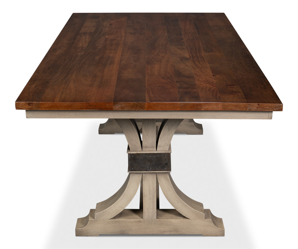 Dover Wood and Metal Brown Rectangular Dining Table