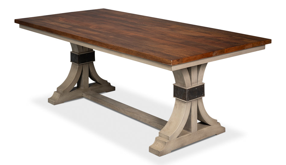 Dover Wood and Metal Brown Rectangular Dining Table