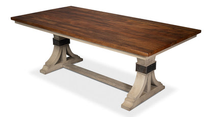 Dover Wood and Metal Brown Rectangular Dining Table