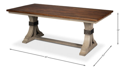 Dover Wood and Metal Brown Rectangular Dining Table