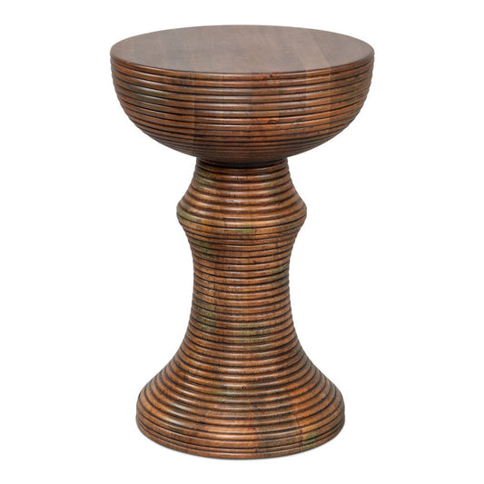 Kayan Mango Wood Brown Round End Table