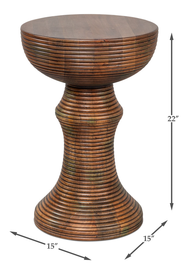 Kayan Mango Wood Brown Round End Table