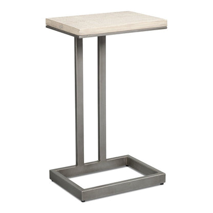 Libby Mango Wood and Metal Off-White Rectangular End Table