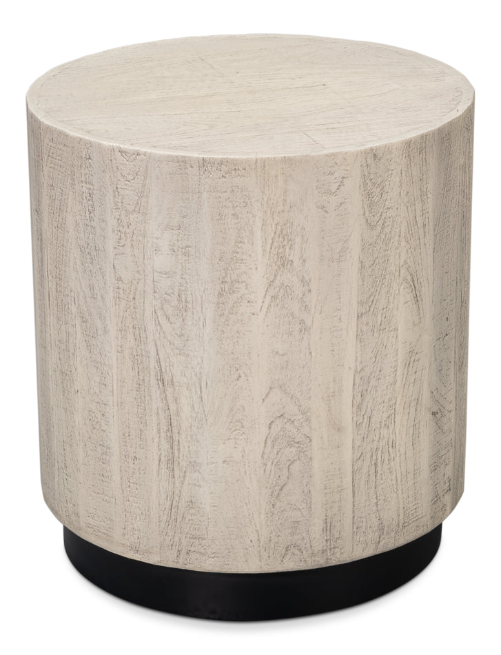 Stanford Mango Wood and Metal Off-White Round End Table