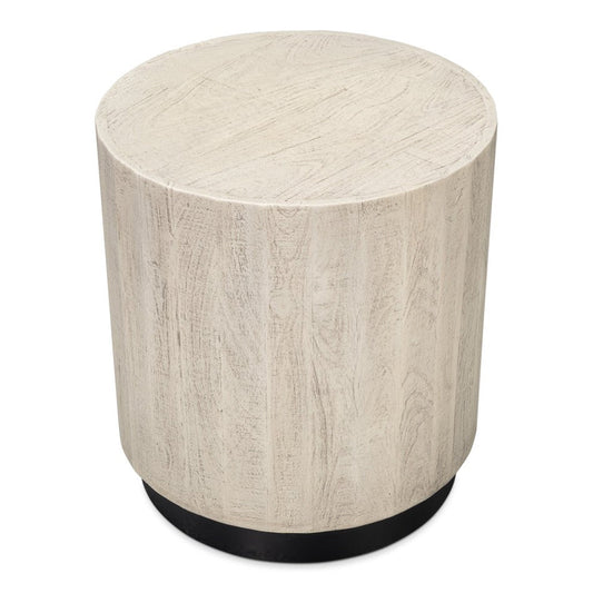 Stanford Mango Wood and Metal Off-White Round End Table