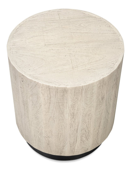 Stanford Mango Wood and Metal Off-White Round End Table