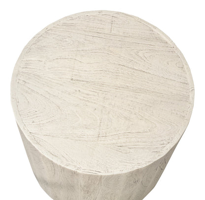 Stanford Mango Wood and Metal Off-White Round End Table