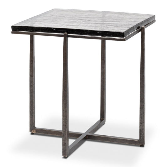 Erik Forged Iron Grey Square Side Table