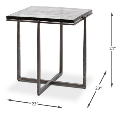 Erik Forged Iron Grey Square Side Table