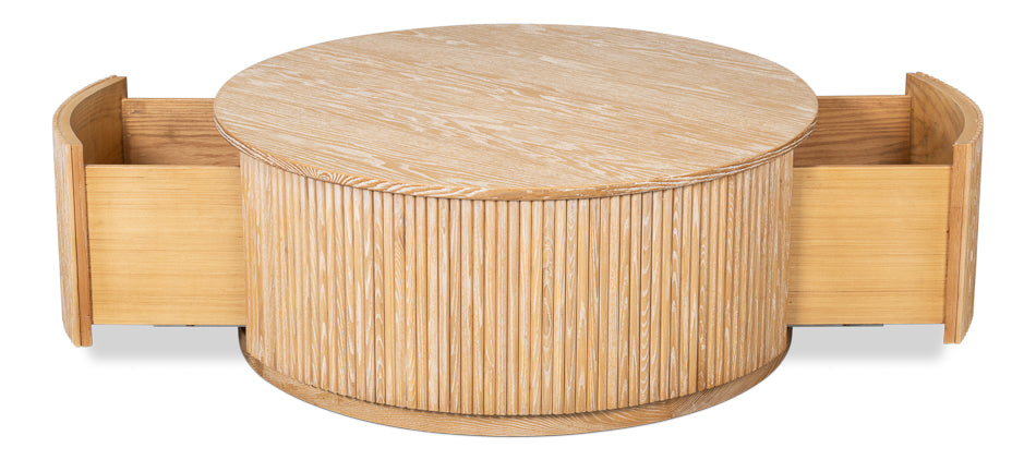 Donald Wood Brown Round Cocktail Table