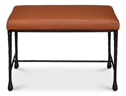 Kings Road Elegant Iron & Leather Design Bench