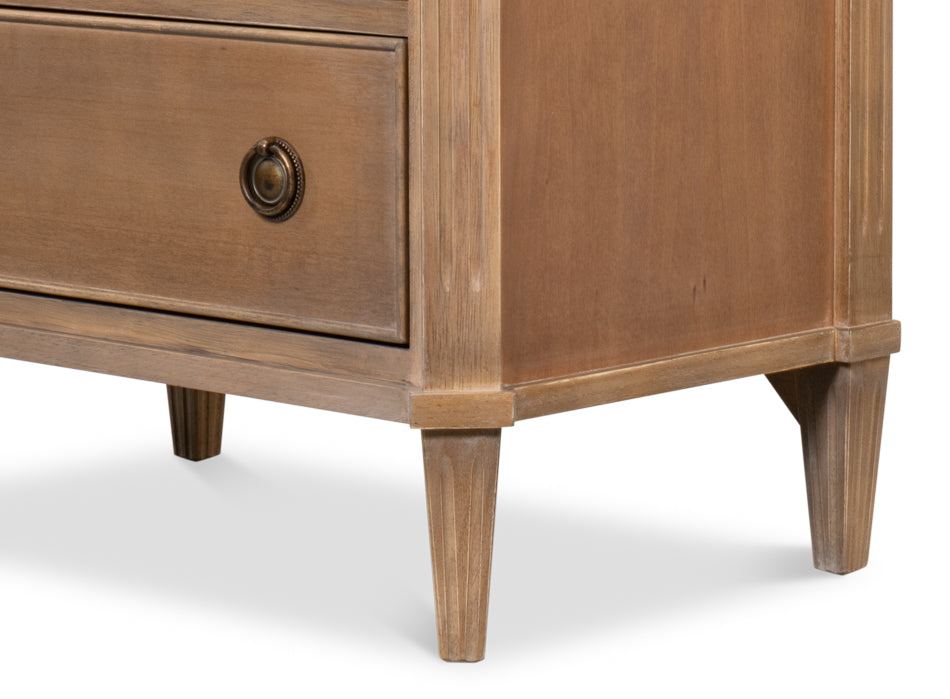 Poppin's Tulip Wood Brown Rectangular Side Table With 3 Drawers