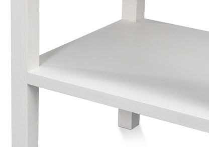 Windy Wood White Rectangular Side Table with Single Drawer