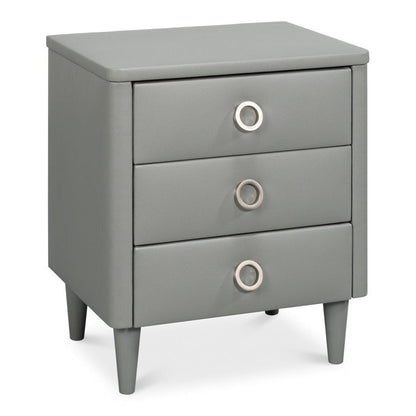 Avvolto Upholstered Mdf Grey 3 Drawer Night Stand