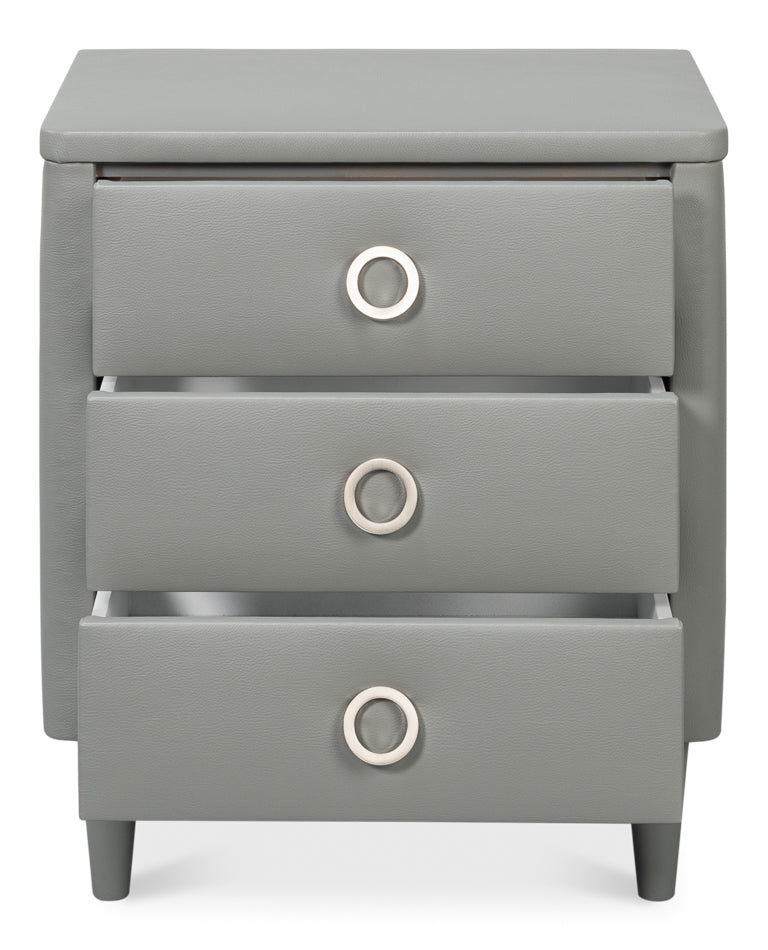 Avvolto Upholstered Mdf Grey 3 Drawer Night Stand