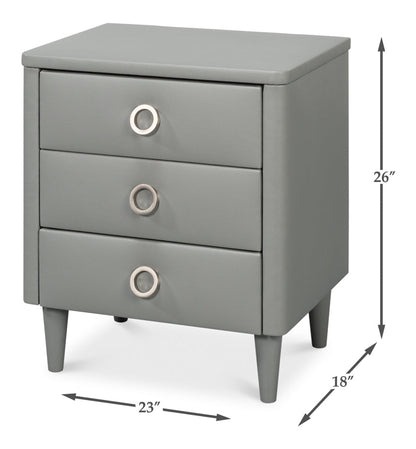 Avvolto Upholstered Mdf Grey 3 Drawer Night Stand