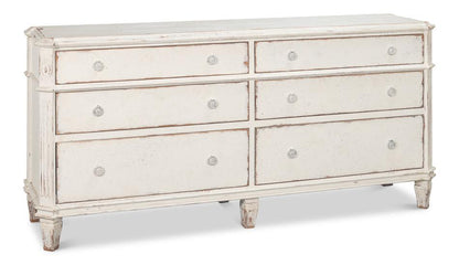 Elegant Dramond Sideboard With Antique White Wash Finish