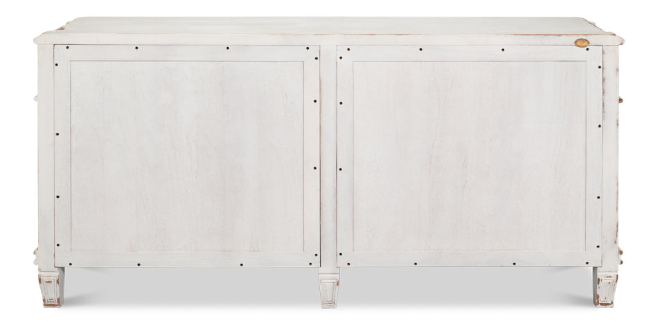 Elegant Dramond Sideboard With Antique White Wash Finish