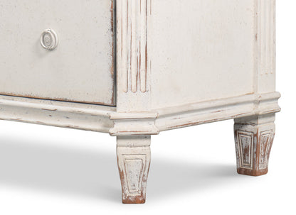 Elegant Dramond Sideboard With Antique White Wash Finish