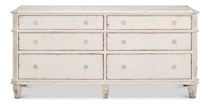 Elegant Dramond Sideboard With Antique White Wash Finish