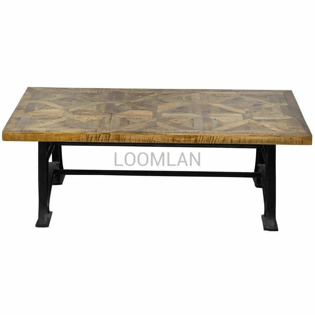 54" Reclaimed Wood Coffee Table Double Base Coffee Tables LOOMLAN By LOOMLAN