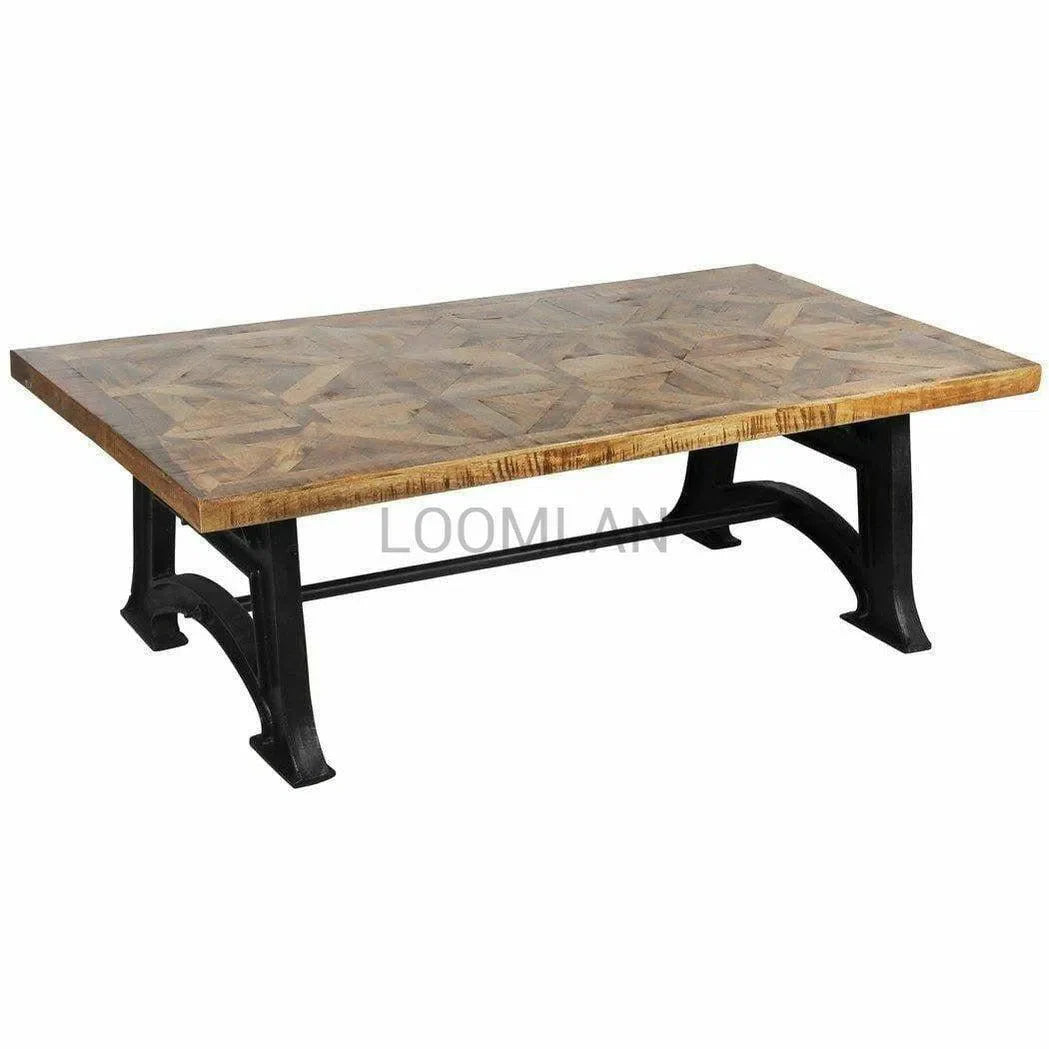 54" Reclaimed Wood Coffee Table Double Base Coffee Tables LOOMLAN By LOOMLAN