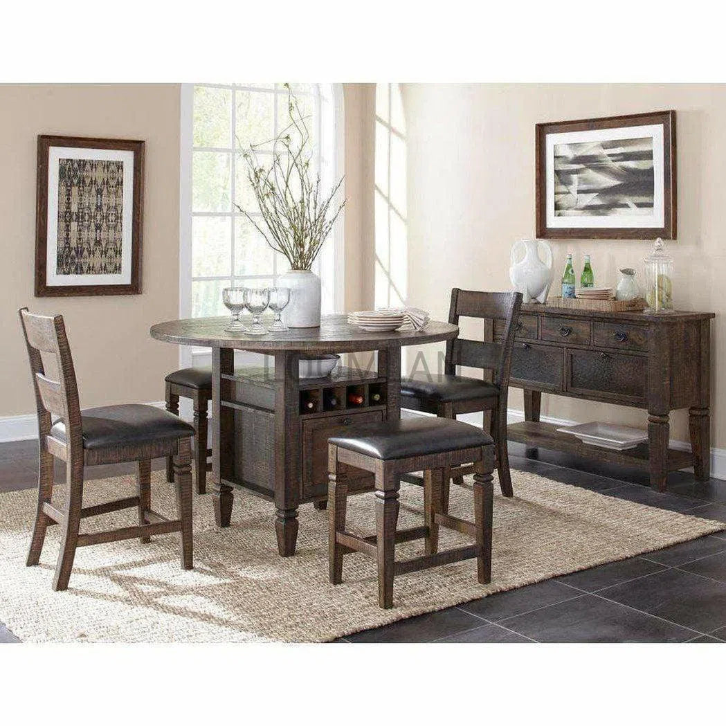 54" Round Counter Height Dining Table with Wine Rack Storage Counter Tables Sideboards and Things By Sunny D