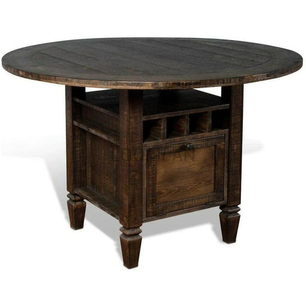 54" Round Counter Height Dining Table with Wine Rack Storage Counter Tables Sideboards and Things By Sunny D