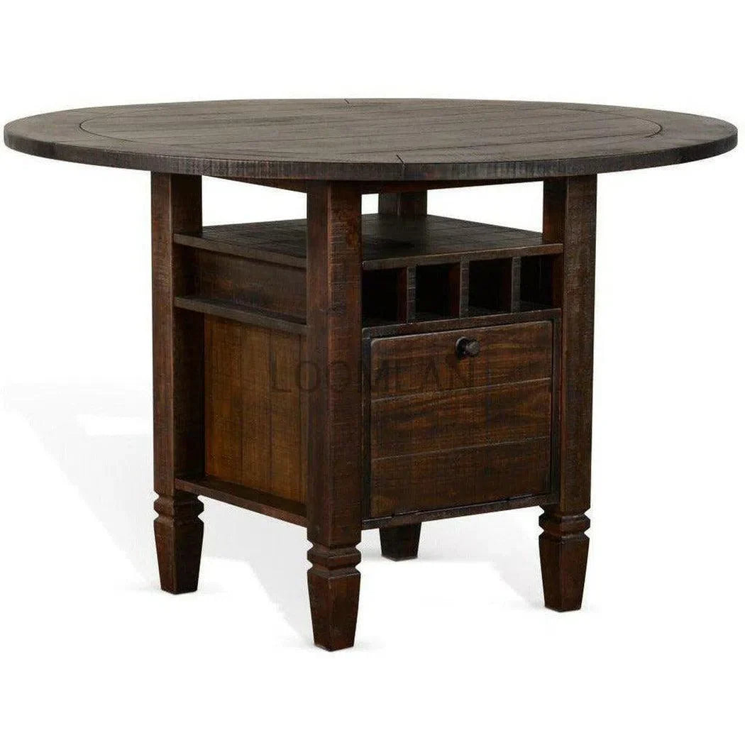 54" Round Counter Height Dining Table with Wine Rack Storage Counter Tables Sideboards and Things By Sunny D
