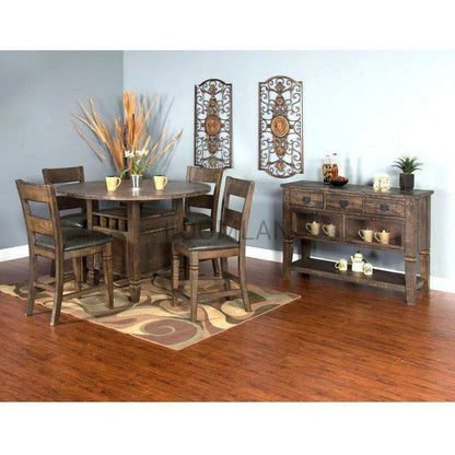 54" Round Counter Height Dining Table with Wine Rack Storage Counter Tables Sideboards and Things By Sunny D