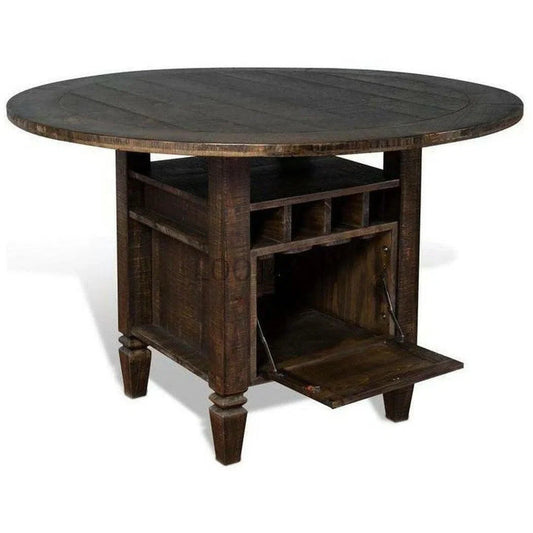 54" Round Counter Height Dining Table with Wine Rack Storage Counter Tables Sideboards and Things By Sunny D