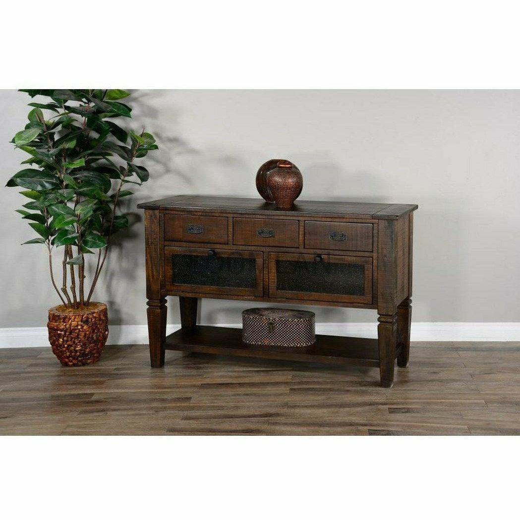 54" Rustic Sideboard Server Table 3 Top Drawers and Glass Doors Sideboards Sideboards and Things By Sunny D