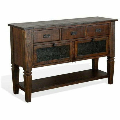 54" Rustic Sideboard Server Table 3 Top Drawers and Glass Doors Sideboards Sideboards and Things By Sunny D