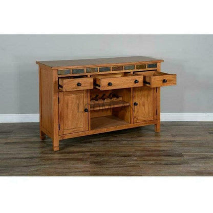 54" Solid Wood Rustic Buffet Sideboard With Wine Rack Sideboards Sideboards and Things By Sunny D