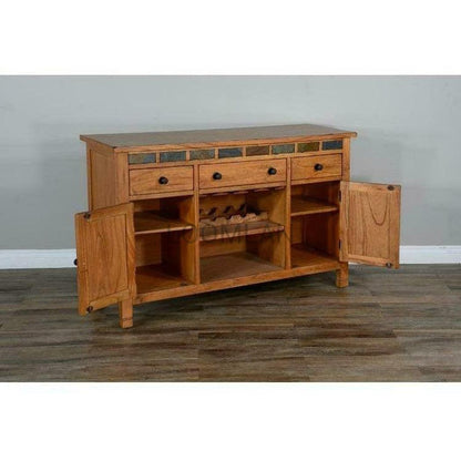 54" Solid Wood Rustic Buffet Sideboard With Wine Rack Sideboards Sideboards and Things By Sunny D