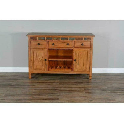 54" Solid Wood Rustic Buffet Sideboard With Wine Rack Sideboards Sideboards and Things By Sunny D