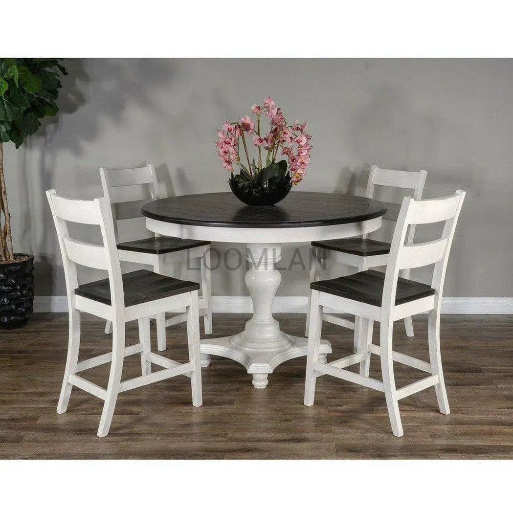 54" x 36" Round Counter Height White Dining Table Counter Tables Sideboards and Things By Sunny D