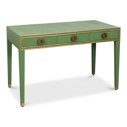 Gabriella Shagreen Leather and Wood Green Rectangular Desk/Table